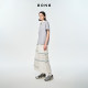 8ON8 white plaid spliced ​​nylon skirt 2025 spring new midi skirt A-line skirt casual and fashionable