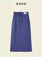 8ON8 2023 spring dress spliced ​​high waist retro navy pure cotton herringbone long skirt skirt