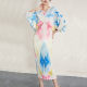 Miyake pleated high-end dress for women 2024 spring and autumn new retro printed large-size 7-quarter sleeve V-neck midi skirt