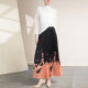 Design-sensual printed pleated skirt for women in autumn and winter mid-length high waist slim spring large size A-line skirt long drooping
