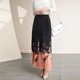 Design-sensual printed pleated skirt for women in autumn and winter mid-length high waist slim spring large size A-line skirt long drooping