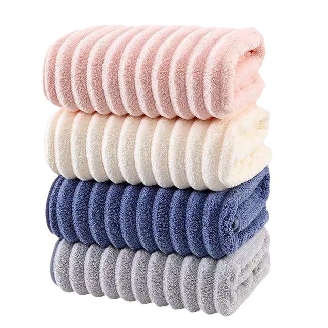 
Candy cord velvet towel for face washing household coral velvet water-absorbing quick-drying hair-shedding couple large towel bathing hand towel for men and women