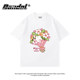 The new Korean version of the cute style cartoon printing polished short -sleeved T -shirt female early autumn chIC girl versatile round collar base
