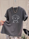 Harajuku Wind Belief Cartoon Student Mid -length Half -Half -Half -Half Top Girls Summer INS Ring Niche Pink Bottom Shirt
