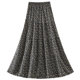 Retro floral chiffon skirt for women in spring and summer new elastic high waist slimming mid-length splicing A-line skirt