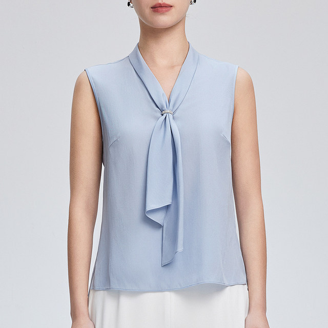 Yingzhi Shangxia's new elegant and versatile streamer-length sleeveless vest for women's simple and high-end mulberry silk base top
