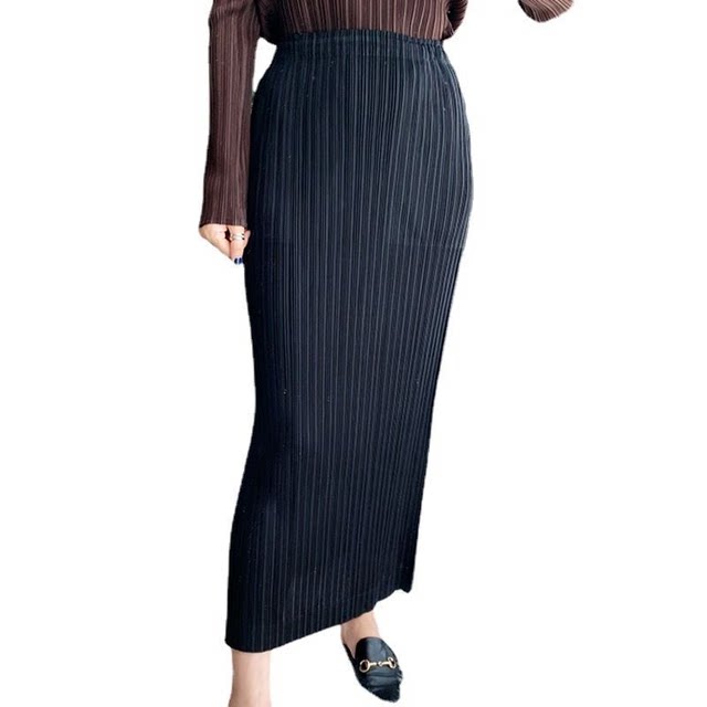 Pleated elastic skirt Spring and summer 2025 new hip-covered long skirt slim and slim pencil Miyake skirt 003
