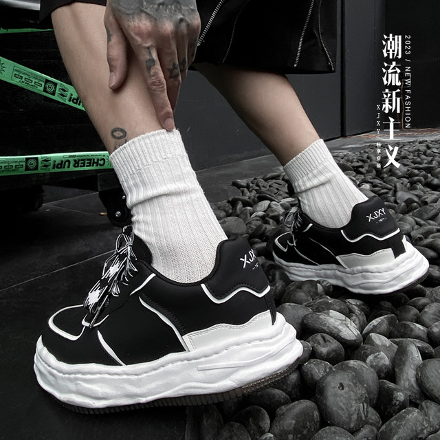 Xjxy stealth increase 7 cm casual board shoes Air Force black army black solubility shoes increasing 7cm increase men's shoes