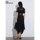 IDPAN women's summer new commuting irregular geometric skirt anti-exposure medium length A-line black skirt for women