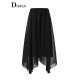 IDPAN women's summer new commuting irregular geometric skirt anti-exposure medium length A-line black skirt for women