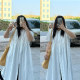 Fat potato large size white short-sleeved shirt skirt for women in summer 2025 new Korean loose mid-length layered A-line skirt
