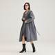 DEMMOV lemon grey long hooded double-sided cashmere coat for women in winter new loose silhouette