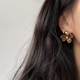 Brown autumn and winter enamel retro pearl flower earrings new light luxury temperament high earrings women's earrings