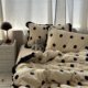 Gentle retro ins simple polka dot black lace milk velvet four-piece winter coral velvet four-piece bed sheet set