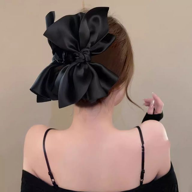 Princess headdress black bow hair clip back head clip female shark clip hair card large hair clip clip clip