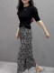 2025 summer internet celebrity new printed skirt high-waisted fashionable and versatile simple temperament slit straight skirt for women