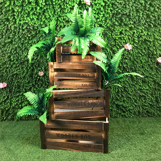 New forest style wedding wooden storage flower box geometric road guide ornaments wooden frame wooden box outdoor wedding home decoration