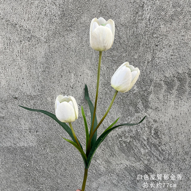
European-style home simulation flower leather tube 3-head tulip wedding tulip shopping mall landscaping project decoration arrangement flowers