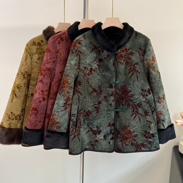 Winter fur coat for the elderly, noble mother's imitation fur coat, 70-year-old and 80-year-old grandma's plush clothes