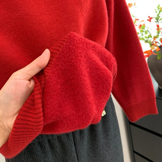 Cheongsam collar mother's wear autumn and winter velvet thickened sweater bottoming shirt middle-aged and elderly warm national style knitted top for women