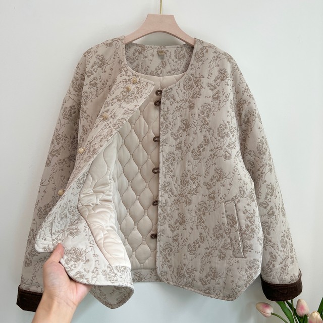 Fashionable grandma wear autumn and winter Chinese loose high-end cotton coat coat elderly women's clothing mother warm cotton coat top