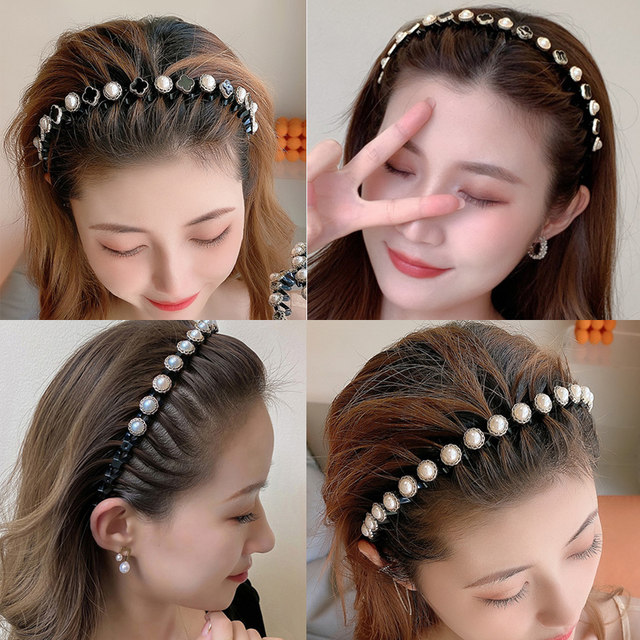 2025 new high-end rhinestone wavy hair hoop for women, autumn and winter face wash pressed hair clips broken hair headband hair clip headwear