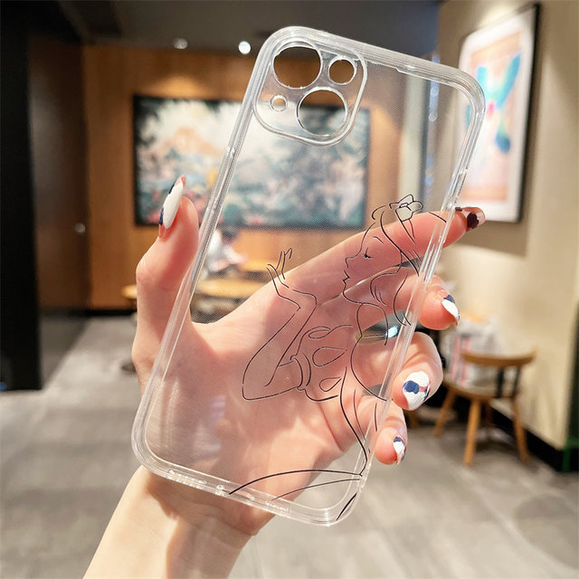 Creative lines Snow White suitable for iphone13promax apple 12 mobile phone case 15/14 transparent female 17/16 apple 11 all-inclusive 7/8plus anti-fall 17/xr silicone 6p protective case