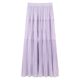 Super fairy purple pleated skirt for women in spring and autumn 2025 new high-waist elastic long skirt draped and versatile large sway skirt

