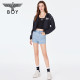 BOYLONDON spring and summer women's jacket logo print versatile slim black hooded jacket W23001
