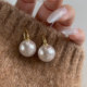 Coffee retro pearl earrings for women sterling silver niche design high-end earrings 2025 new popular ear buckles