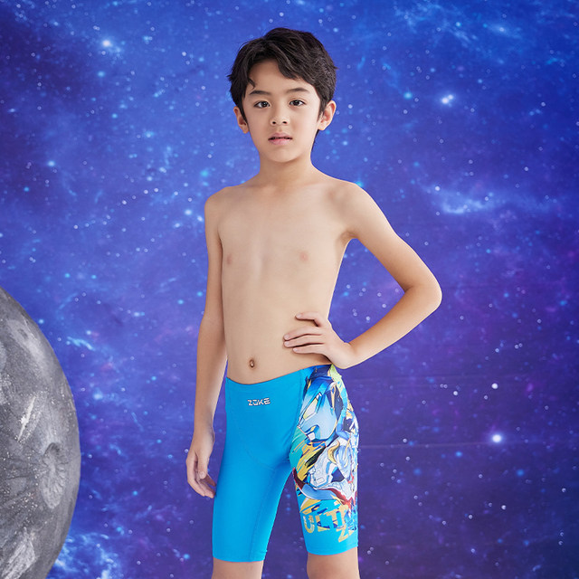 Zhouke Children's Swimming Trunk Professional Training Competition Boys 2025 New Boys Ultraman Five-point Swimming Trunks