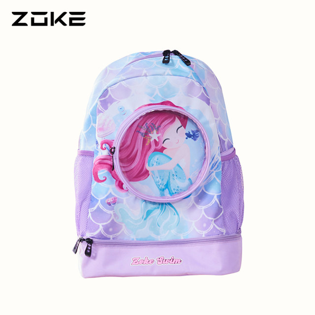 zoke children's swimming bag for girls training waterproof wet and dry separation mermaid large capacity backpack