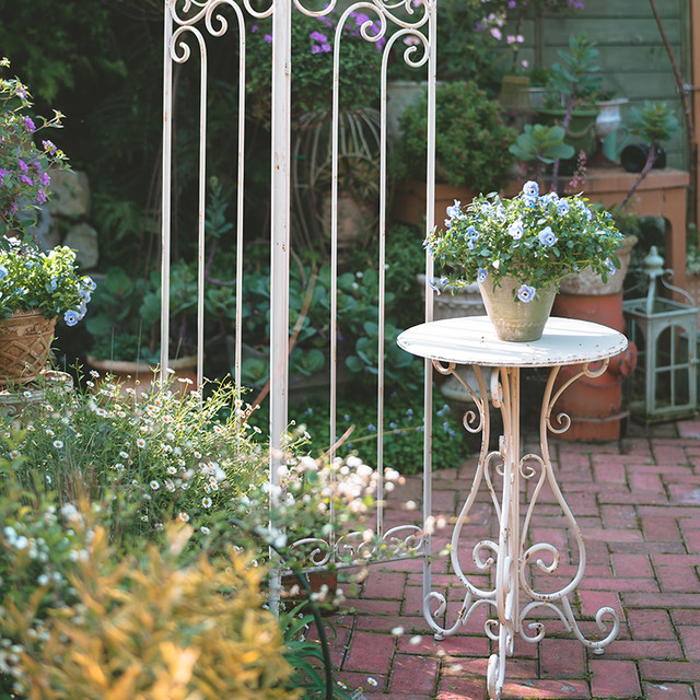 Monet Garden outdoor old iron round table flower stand courtyard balcony gardening retro table small flower table