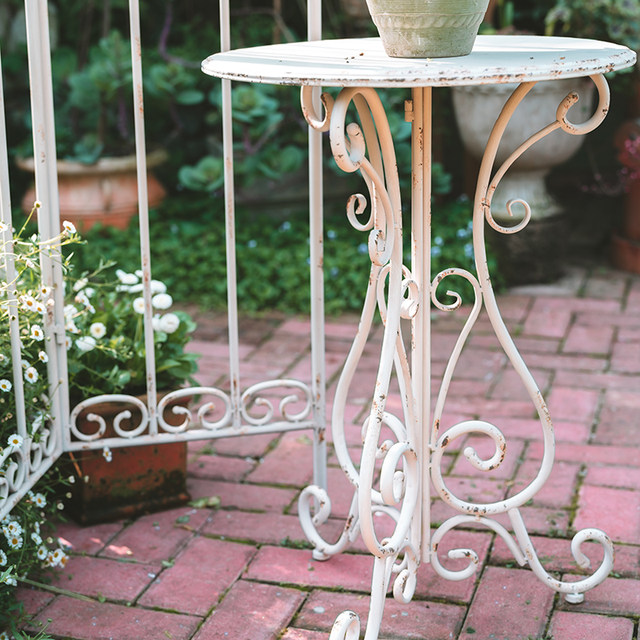 Monet Garden outdoor old iron round table flower stand courtyard balcony gardening retro table small flower table