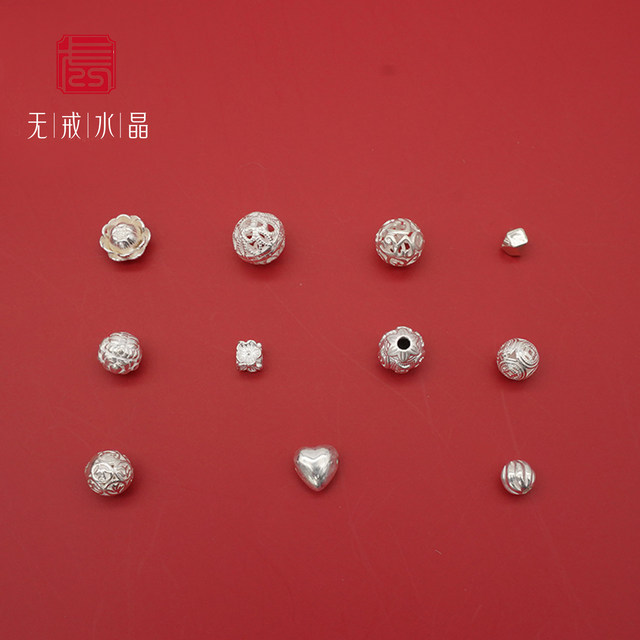 {No ring}S925 sterling silver plain silver separated beads crystal bracelet string making braided silver jewelry accessories diy material