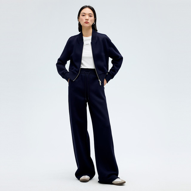 Shuiyunjian Women's Clothing Simple Casual Commuter Double Zipper Navy Jacket Short Jacket 2025 Spring New Style
