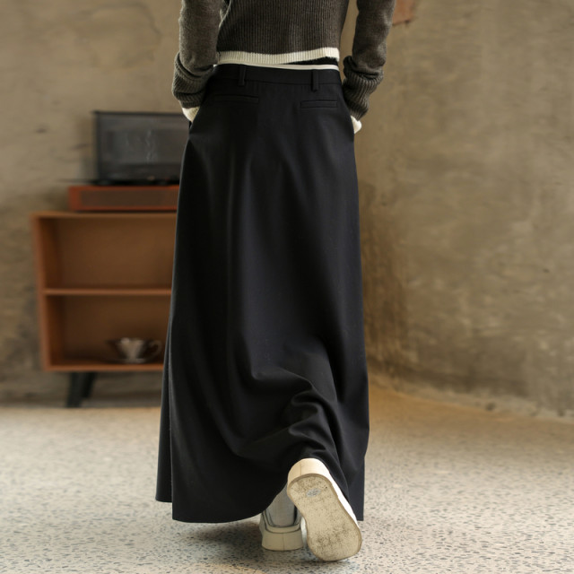 AIRIQI winter new texture commuting and slim casual high waist A-line midi skirt skirt AY34BQ505