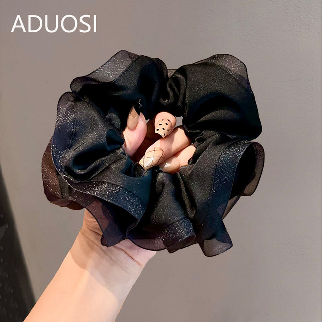 Ados hair tie, French high-end hair tie, black pleated versatile temperament, large intestine ring hair tie