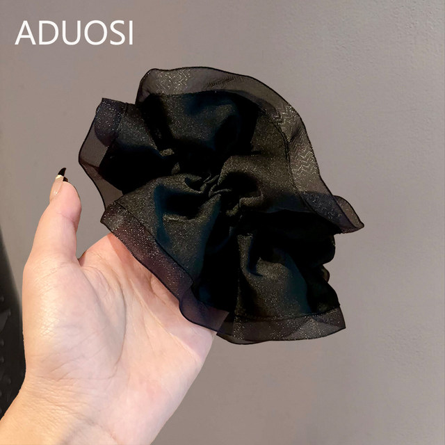 Ados hair tie, French high-end hair tie, black pleated versatile temperament, large intestine ring hair tie