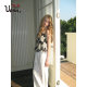 Uena black contrast flower embroidered wavy hem adjustable thin shoulder strap vest strap