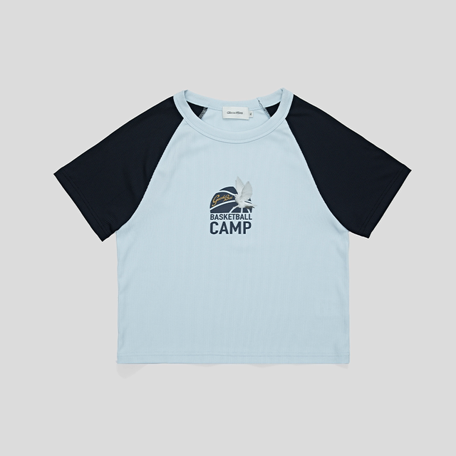 GOODBAI basketball logo retro tight ragdoll sleeve short sleeve T-shirt