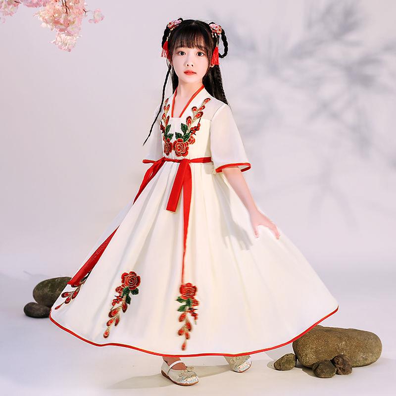 女童汉服中国风连衣裙古装雪纺儿童女仙女裙十二岁女孩夏装公主裙