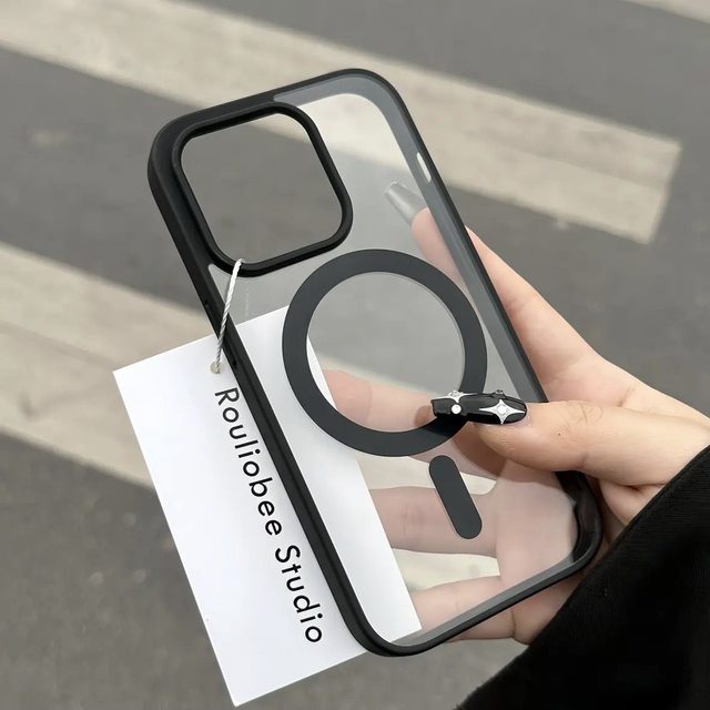 Transparent magnetic suction applicable iphone15promax Apple 14 mobile phone case 13 wireless 12 charging Magsafe fashion 11 anti -fall Pro protective cover MAX simple 15plus new high -level sense
