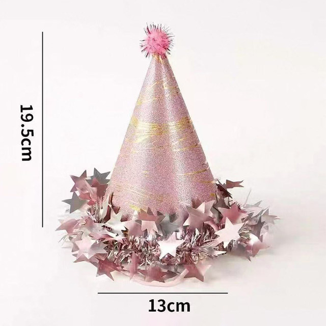 Super sparkly girl pink star tassel birthday hat new party birthday headwear atmosphere photo props decorations
