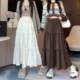 Autumn and winter velvet cake skirt High waist 2024 mid -length new models and thin versatile pleated winter skirts
