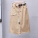 Retro blue denim skirt for women in spring and autumn 2025 new high-waisted old mid-length slit one-step skirt
