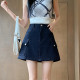 Awakening Paradise Trendy Fashion Simple and Versatile Popular Retro A-line Short Skirt Bright-line Zippered Skirt