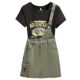 Denim single shoulder strap short-sleeved T-shirt dress for women's suit 2025 summer new half-length skirt small