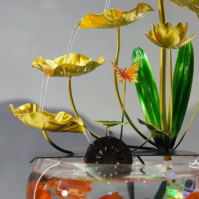 
Mengli lotus fish tank flowing water fountain ornament u decorative humidifier opening gift (large gradient water wheel)