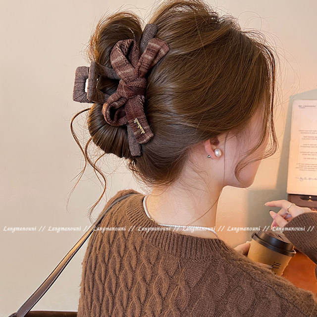 Maillard Bow Clip Women's High-end Large Shark Clip 2025 New Style Hair Clip Back of Head Headgear